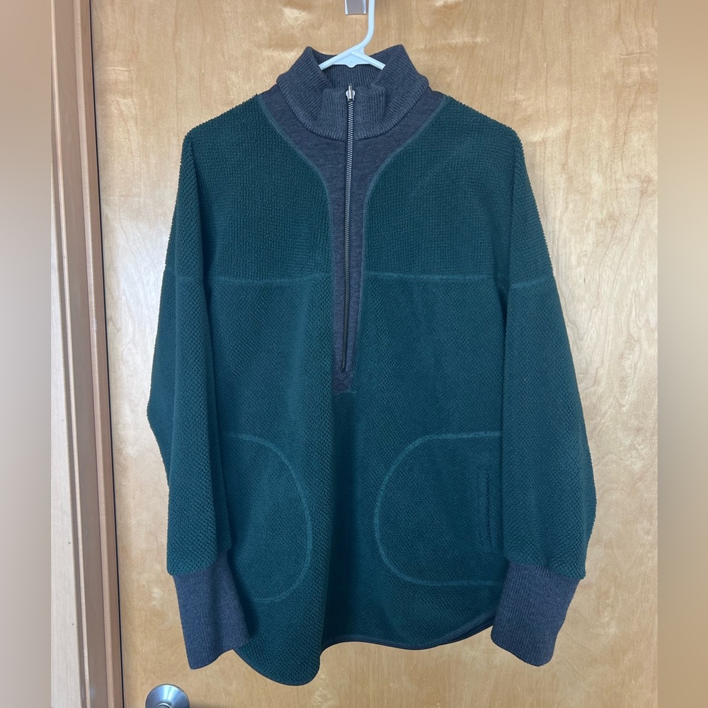 Free People Forest Green Half-Zip Sweatshirt